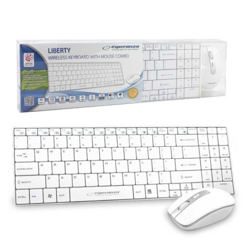 Zestaw klawiatura + mysz Esperanza EK122W (USB 2.0; kolor biały; laserowa)-10444128