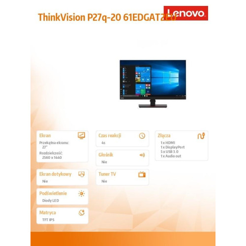 Monitor 27 ThinkVision T27q-20 WLED LCD 61EDGAT2EU-1047925