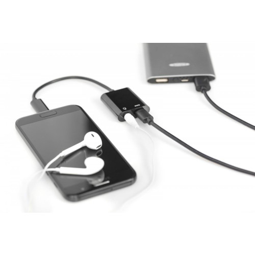 Kabel rozdzielacz USB 3.1 Typ C Gen.2 SuperSpeed+ 10Gbps Mini Jack 3.5mm + Typ USB C 20cm czarny-1048111