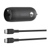 Ładowarka samochodowa 30W PD PPS Czarna + Kabel USB-C