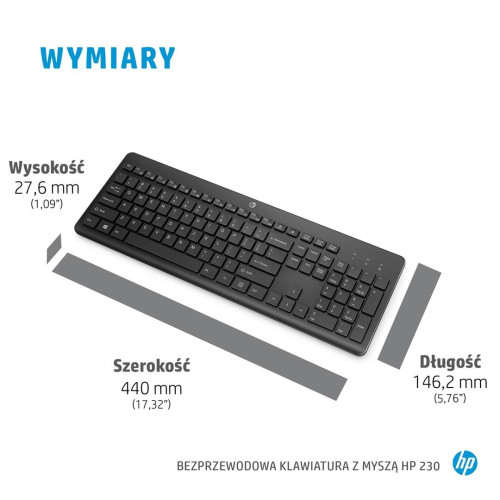 Zestaw klawiatura + mysz HP 230 Wireless Mouse and Keyboard Combo bezprzewodowe białe 3L1F0AA-10526297