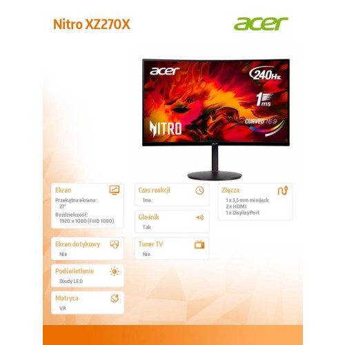 Monitor 27 cali Nitro XZ270Xbiiphx Curved 1500R/240Hz-10547033