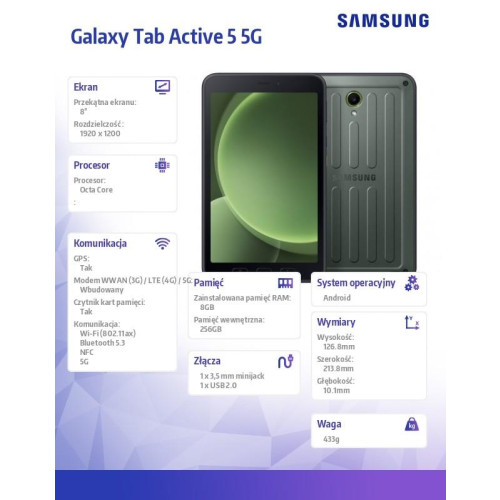 Tab Active5 5G (8.0 cali, 8+256GB) Enterprise Edition Czarny-10548524