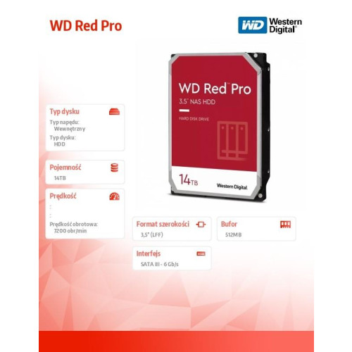 Dysk twardy WD Red Pro 14TB 3,5 512MB SATAIII/7200rpm-10548820