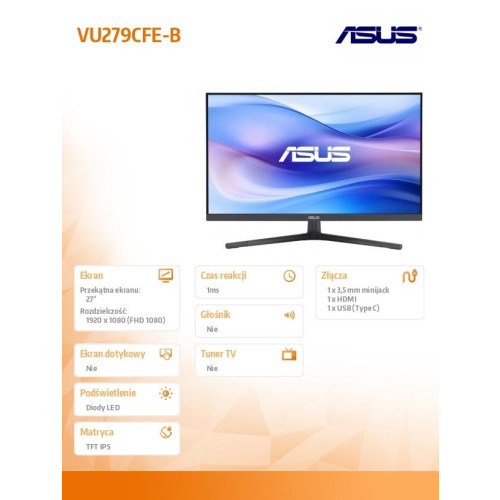 Monitor 27 cali VU279CFE-B IPS 100Hz HDMI USB-C 250cd/m2 1MS-10548902