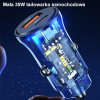 Ładowarka samochodowa 30W 1xUSB+1xUSB-C fast charge Niebieska-10634275