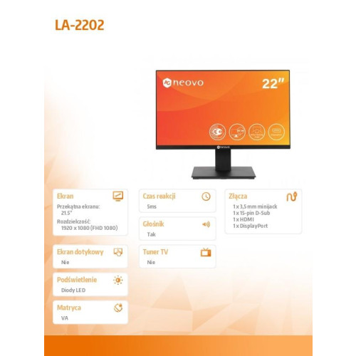 Monitor 22 cale LA-2202 HDMI DP D-SUB-10632552