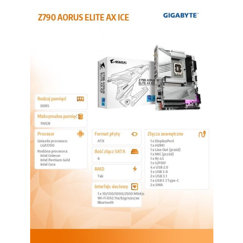 Płyta główna Z790 AORUS ELITE AX ICE S1700 4DDR5 USB/DP ATX-10632880