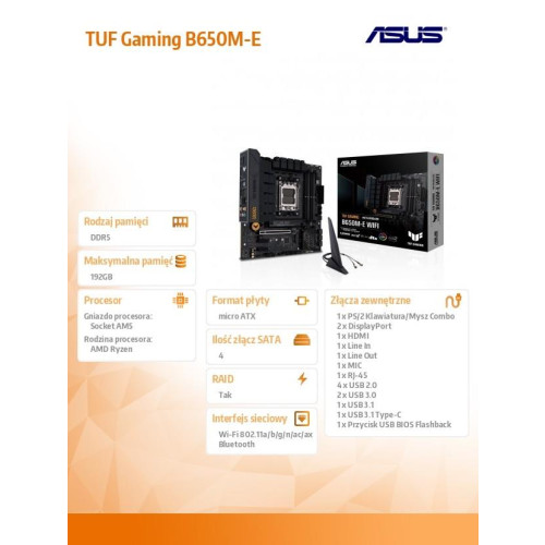 Płyta główna TUF Gaming B650M-E WIFI AM5 4DDR5 HDMI mATX -10633128