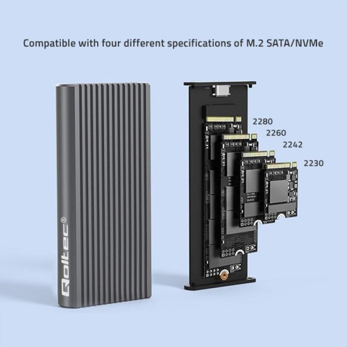 QOLTEC OBUDOWA NA DYSK M.2 SSD | SATA | NVME | RGB LED | USB-C | 4TB-10689702