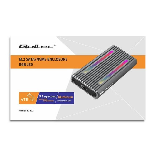 QOLTEC OBUDOWA NA DYSK M.2 SSD | SATA | NVME | RGB LED | USB-C | 4TB-10689708