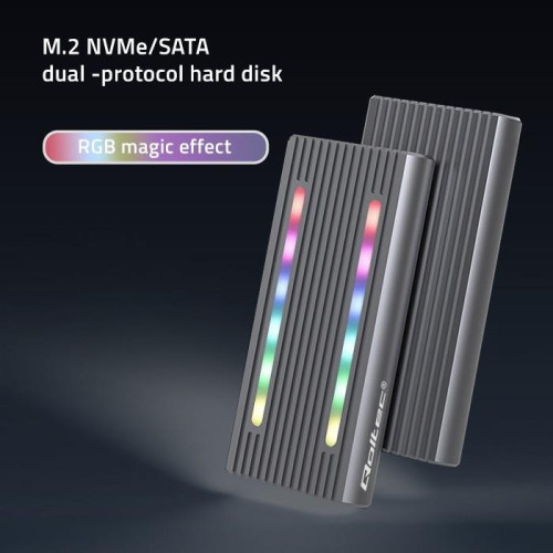 QOLTEC OBUDOWA NA DYSK M.2 SSD | SATA | NVME | RGB LED | USB-C | 4TB-10689710
