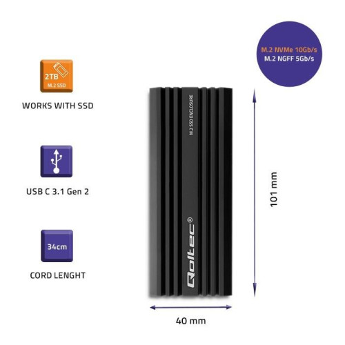 QOLTEC OBUDOWA NV2270 NA DYSK M.2 SSD | SATA | NVME | USB-C | 2TB-10689716