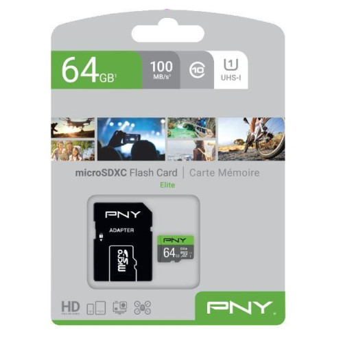 Karta pamięci MicroSDXC Elite 64GB P-SDUX64U185GW-GE -1056377