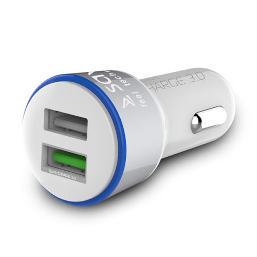 Ładowarka samochodowa do smartfona SAVIO Quick Charge 3.0 SA-06/W (2400 mA, 3000 mA; USB)-1074857