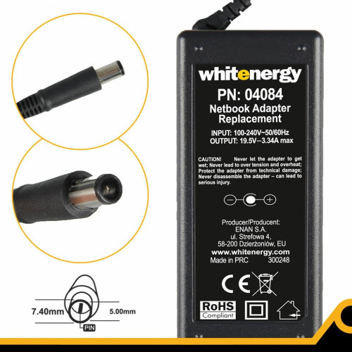 Zasilacz 19.5V | 3.34A 65W wtyk 7.4*5.0mm + pin Dell 04084-1077719