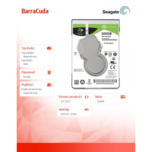 Dysk BarraCuda 500GB 2,5 128MB ST500LM030-1079855