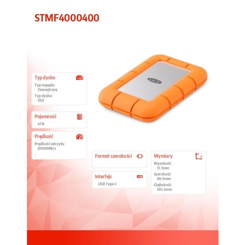Dysk SSD Mini Rugged 4TB USB 3.2 STMF4000400-10855116