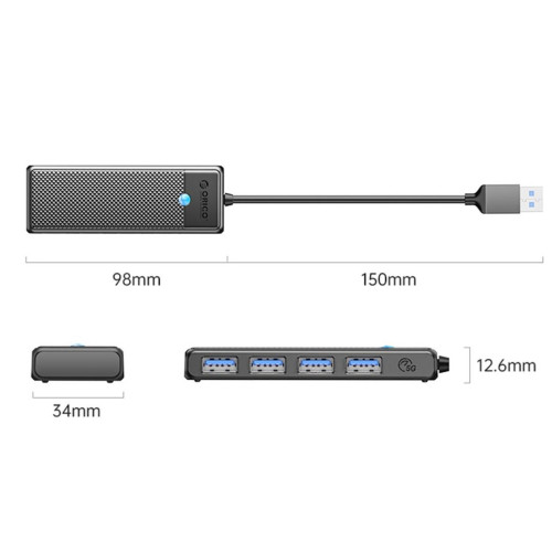 Orico Hub USB-A 4 porty USB-A 3.0 5Gbps czarny-10870789