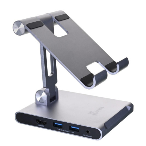 Podstawka ergonomiczna do iPad Pro ze stacją dokującą j5create Multi-Angle Stand with Docking Station for iPad Pro USB-C 1x4K HDMI/2xUSB 3.1/1xUSB-C/ Card Reader/ 3.5mm combo audio jack; kolor srebrny JTS224-N-10892587