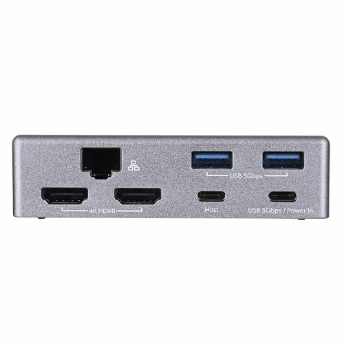 Podstawka ergonomiczna do notebooka ze stacją dokującą j5create Multi-Angle Dual HDMI Docking Stand USB-C 2xHDMI/2xUSB 3.1/1xUSB-C/1xRJ45 Gigabit; kolor srebrny JTS427-N-10920010