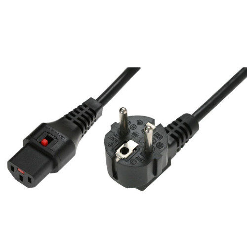 Kabel połączeniowy zasilający blokada IEC LOCK 3x1mm2 Schuko kątowy/C13 prosty M/Ż 2m czarny-1093700
