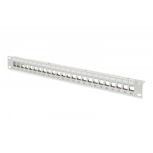 Patch panel 19" 24 porty pod moduły Keystone, 1U, wspornik kablowy, szary (pusty)-4416360