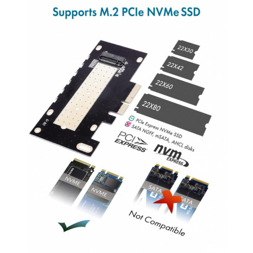 Karta PCIe z gniazdem M.2 M-Key dla jednego dysku SSD M.2 NVMe, podświetlenie ARGB IB-PCI224M2-RGB-10959563