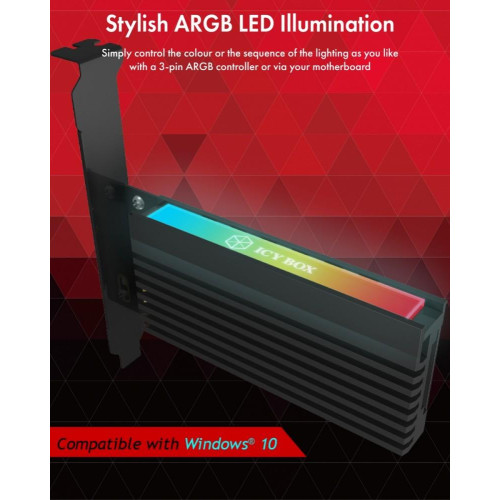 Karta PCIe z gniazdem M.2 M-Key dla jednego dysku SSD M.2 NVMe, podświetlenie ARGB IB-PCI224M2-RGB-10959564