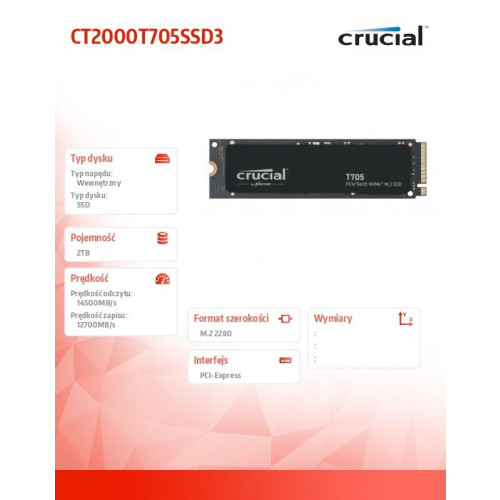 Dysk SSD T705 2TB M.2 NVMe 2280 PCIe 5.0 14500/12700-10963152
