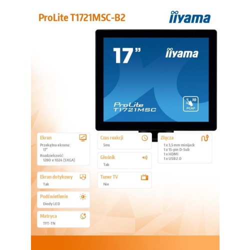 Monitor ProLite 17 cali T1721MSC-B2 POJ.10PKT.TN,IPX3,HDMI-10963444