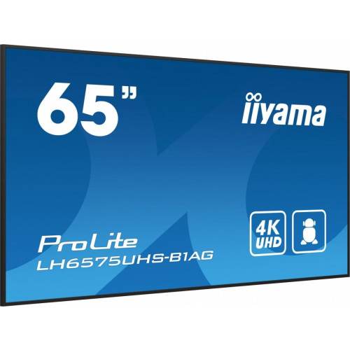 Monitor 65 cali LH6575UHS-B1AG 24/7,IPS,ANDROID.11,4K,500cd/m2,WiFi,3xHDMI,DP,Daisy/Chain,2xUSB,2x10W,RJ45,iiSignage2,Fa