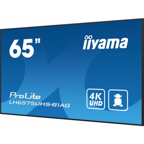 Monitor 65 cali LH6575UHS-B1AG 24/7,IPS,ANDROID.11,4K,500cd/m2,WiFi,3xHDMI,DP,Daisy/Chain,2xUSB,2x10W,RJ45,iiSignage2,Fa