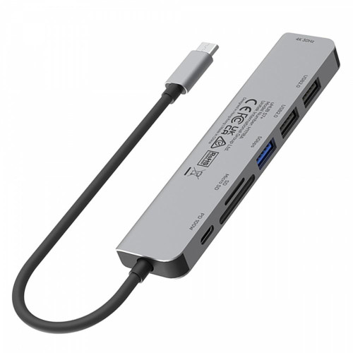 HUB USB-C 7w1 Aluminium PD 100W ; 5 Gbps ; HDMI 4K-10964175