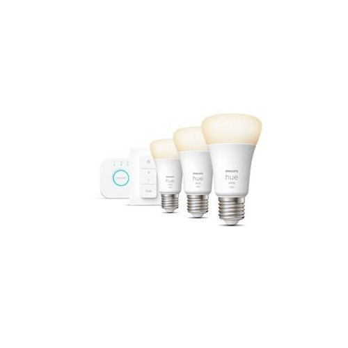 Philips Hue W Starter Kit 9,5W A60 E27 3szt, mostek, przełącznik Philips Hue Hue W Starter Kit 9,5W A60 E27, 3szt., mostek, przełącznik E27 9,5 W Ciep