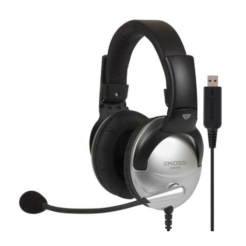 Koss | SB45 USB | Słuchawki do gier | Przewodowe | Nauszne | Mikrofon | Redukcja szumów | Srebrny/Czarny