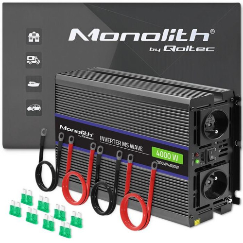 Qoltec Przetwornica napięcia Monolith 4000 MS Wave | 12V na 230V | 2000/4000W | USB-10989209