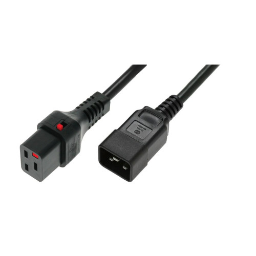 Kabel zasilający serwerowy blokada IEC LOCK 3x1,5mm2 C20 prosty/C19 prosty M/Ż 3m Czarny-1101223