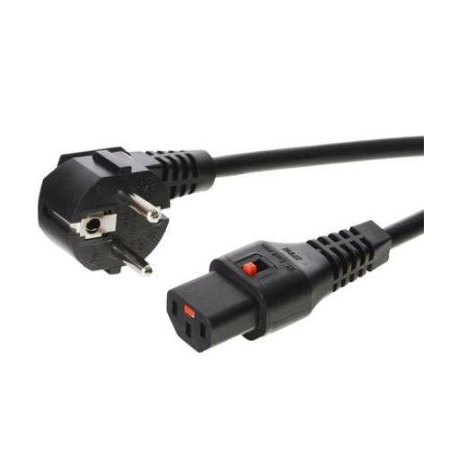 Kabel połączeniowy zasilający blokada IEC LOCK 3x1mm2 Schuko kątowy/C13 prosty M/Ż 5m Czarny-1101241
