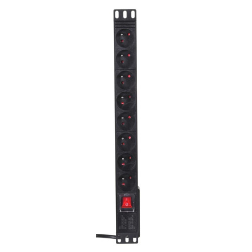 Listwa zasilająca A-LAN PZ081U (8 x UTE; 16 A (3680 W); 1,8m; kolor czarny)-11030675