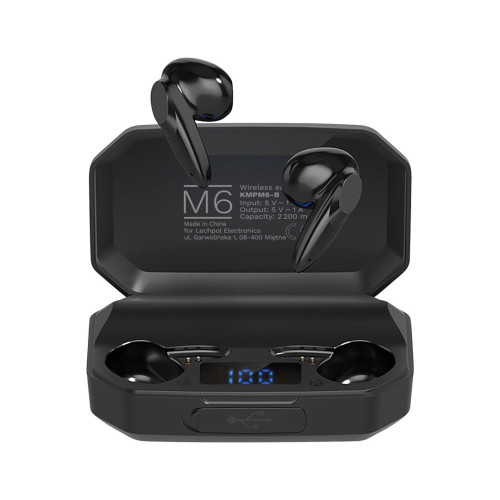 Bezprzewodowe słuchawki douszne z power bankiem Kruger&amp;Matz M6 - kolor czarny-11147313