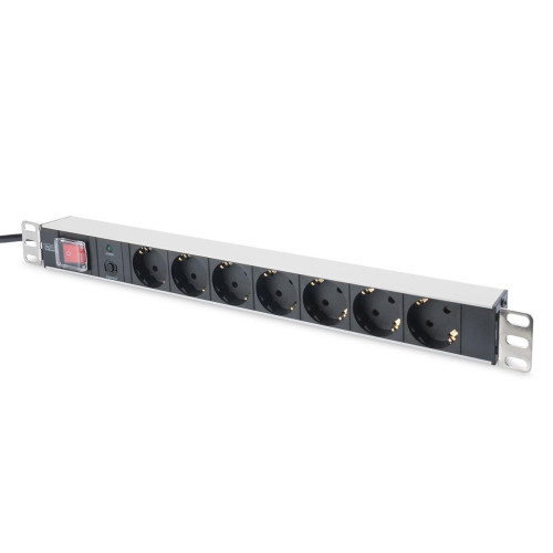 Listwa zasilająca PDU 19" Rack, 7x schuko, 2.0m, 1x unischuko, 16A, wł./wył., zab. przeciążeniowe-11161986