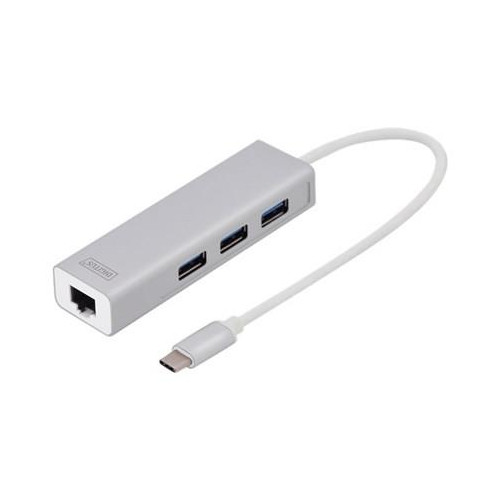 HUB 3-portowy USB Typ C 3.0 HighSpeed z LANGigabit LAN adapter, aluminium-11165839