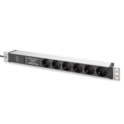 Listwa zasilająca PDU 19" Rack, 6x unischuko, 2.0m, 1x wtyk unischuko, 16A, zab. przepięciowe+filtr-11180507