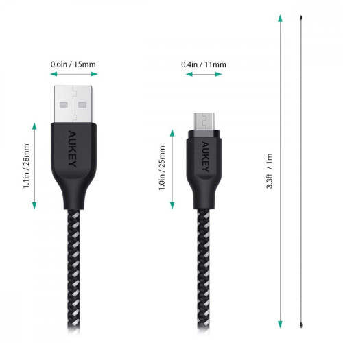 CB-AM1 nylonowy kabel Quick Charge micro USB-USB | 1.2m | 480 Mbps-1119732