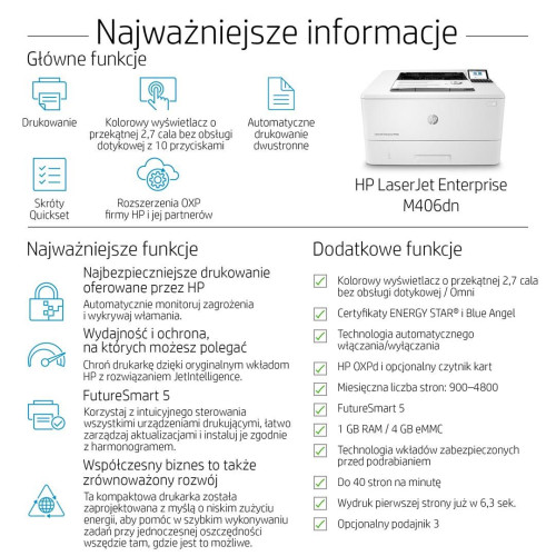 DRUKARKA HP LASER LASERJET M406Dn-11220998