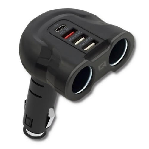 Samochodowy rozdzielacz gniazda zapalniczki 12-24V | 52W | 2.4A |2xUSB | USB QC 3.0 | USB-C PD | 2xgniazdo zapalniczki -1129641