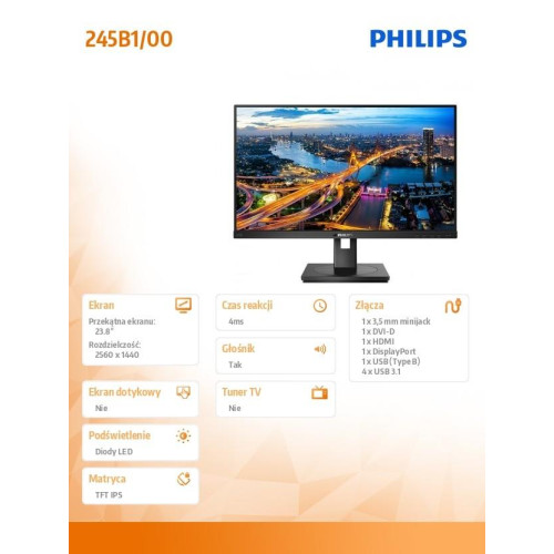 Monitor 245B1 23.8''IPS DVI HDMI DP Pivot -1129696