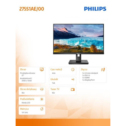 Monitor 275S1AE 27 cali IPS DVI HDMI DP Pivot-1129723