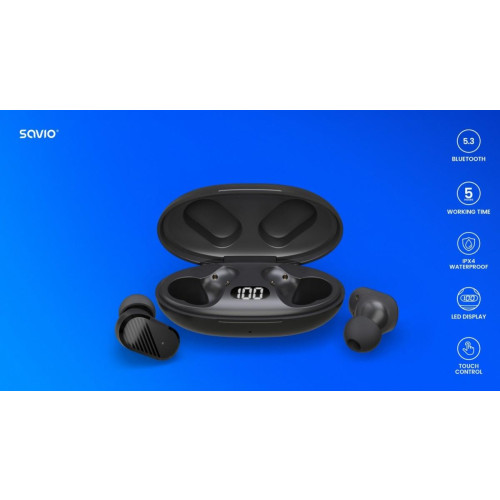 Słuchawki bezprzewodowe Bluetooth 5.3, IPX4, dotykowe sterowanie, TWS-10-11310597